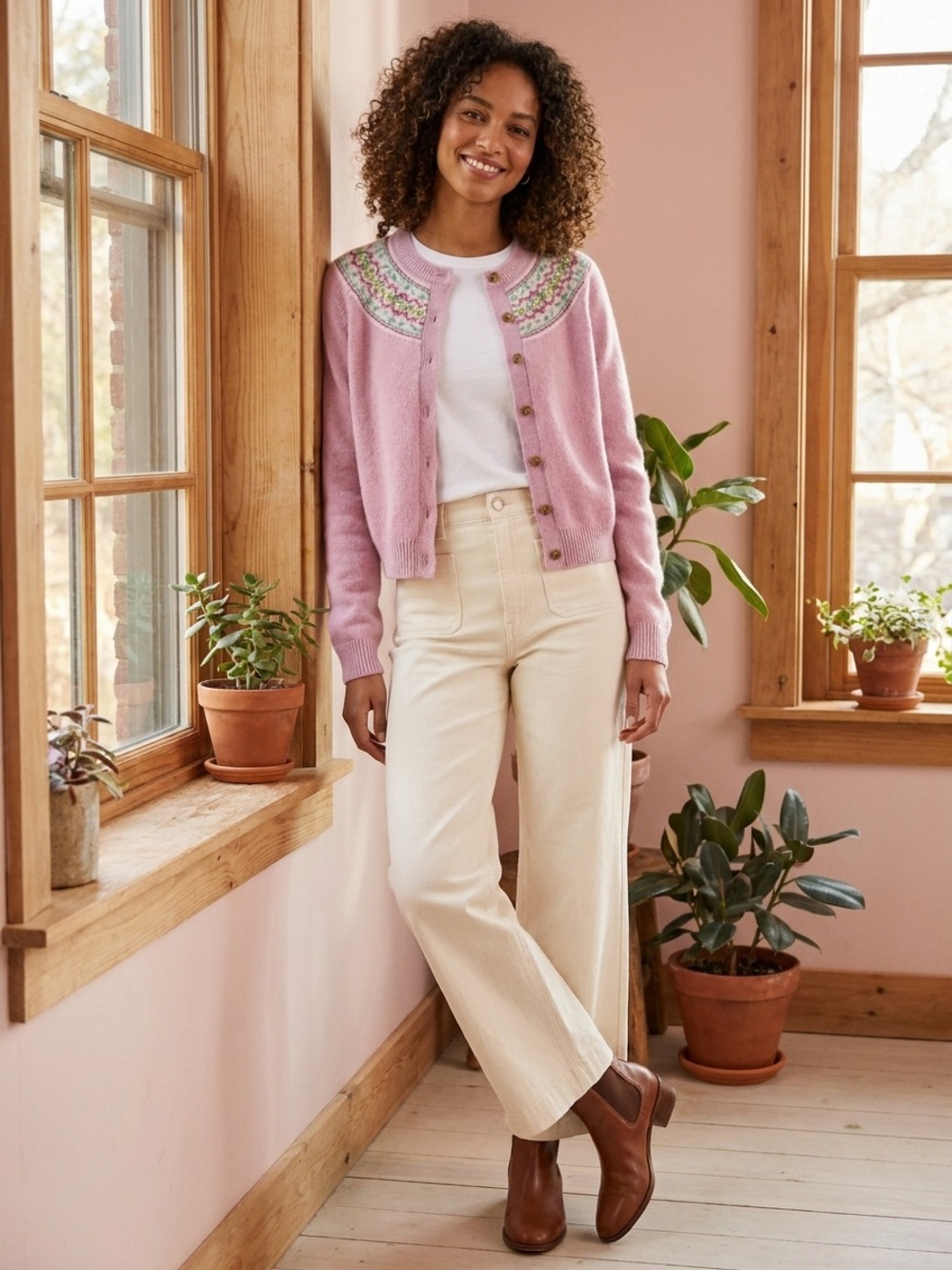J. Crew Lavender Fair Isle Button-Up Cardigan